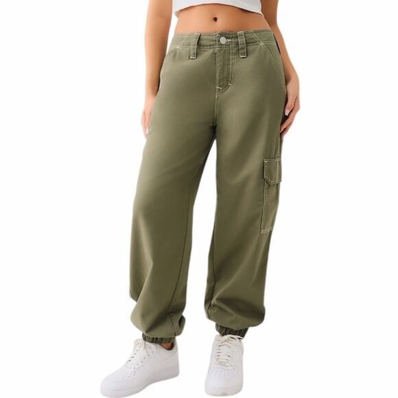 TRUE RELIGION Bobbi Baggy Cargo Joggers Green Size 27 MSRP $199 - Picture 4 of 10